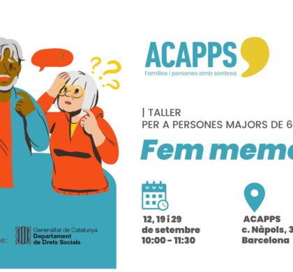 Fem memòria!, el nou taller d’ACAPPS per a persones amb pèrdua auditiva majors de 65 anys