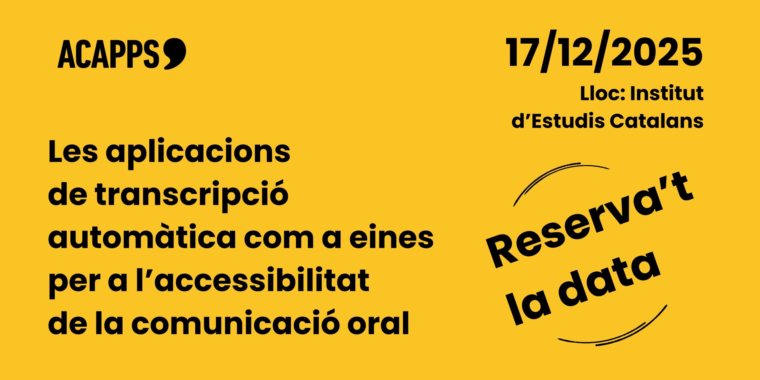 Reserva la data: el 17/12 presentem la recerca “La  transcripció automàtica en català, un recurs per a persones amb sordesa?