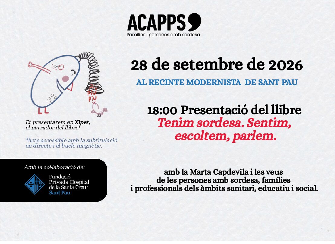 El 28 de setembre presentem la guia “Tenim Sordesa. Sentim, escoltem, parlem” al recinte modernista de Sant Pau